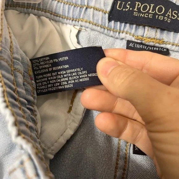 U.S. POLO ASSN. Chambray‎ Pull On Drawstring Denim Shorts Size XS Casual Preppy - Picture 5 of 9